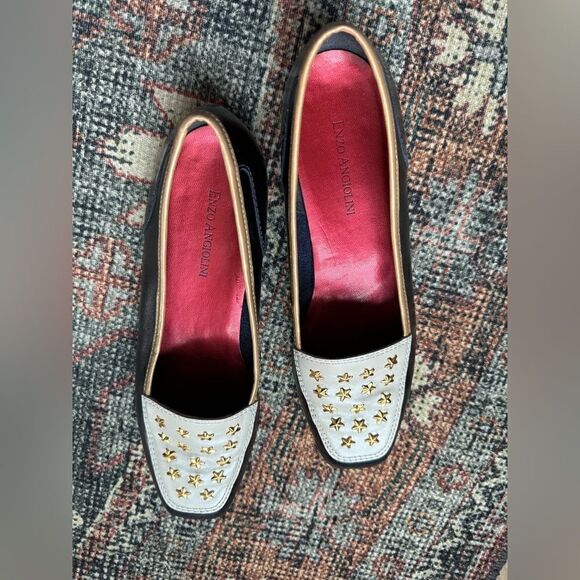 Enzo Angiolini Vero Cuoio Women's Black & White Leather Loafers - Picture 2 of 3